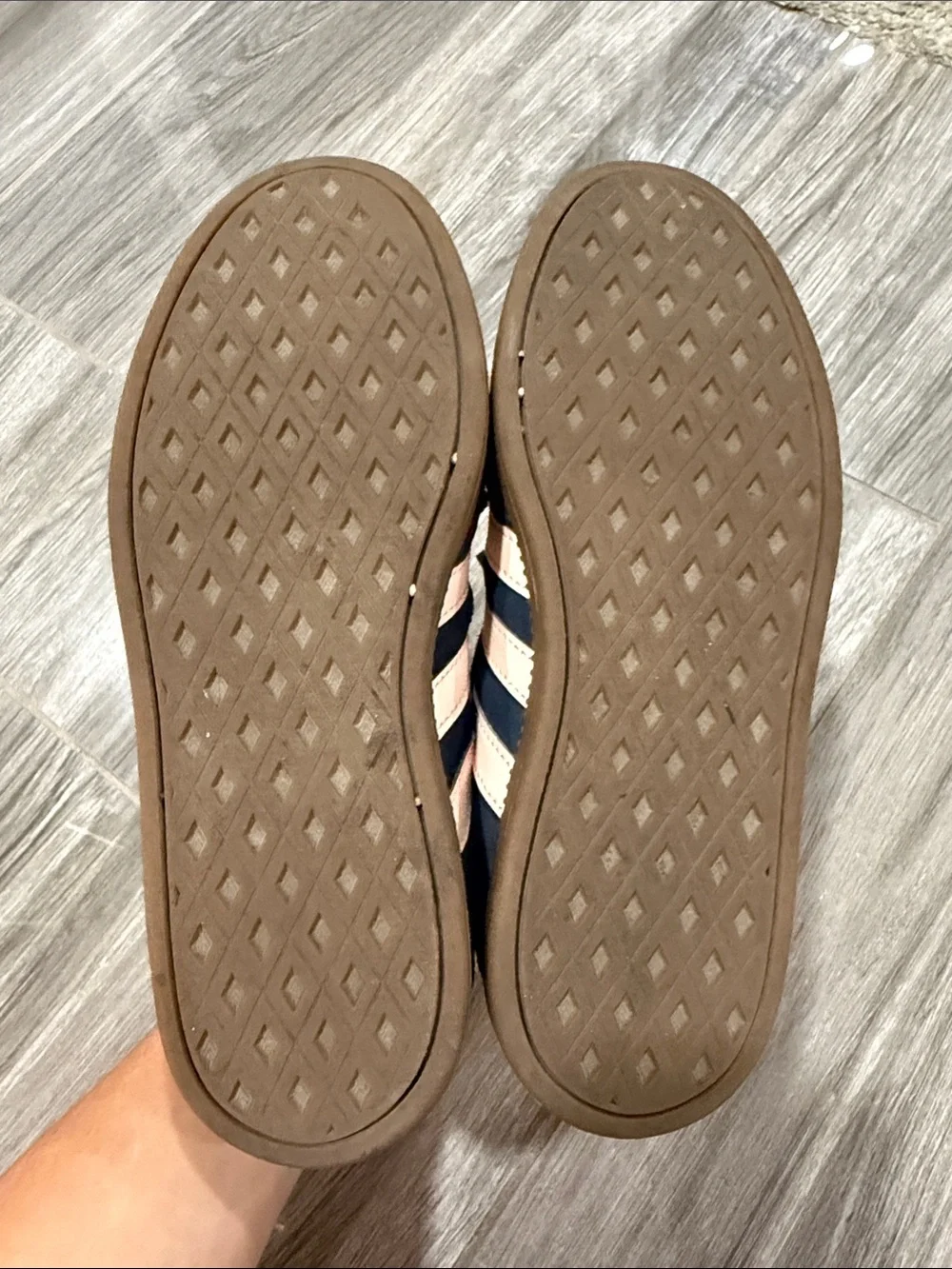 adidas Navy Suede Sneakers with Pink Stripes